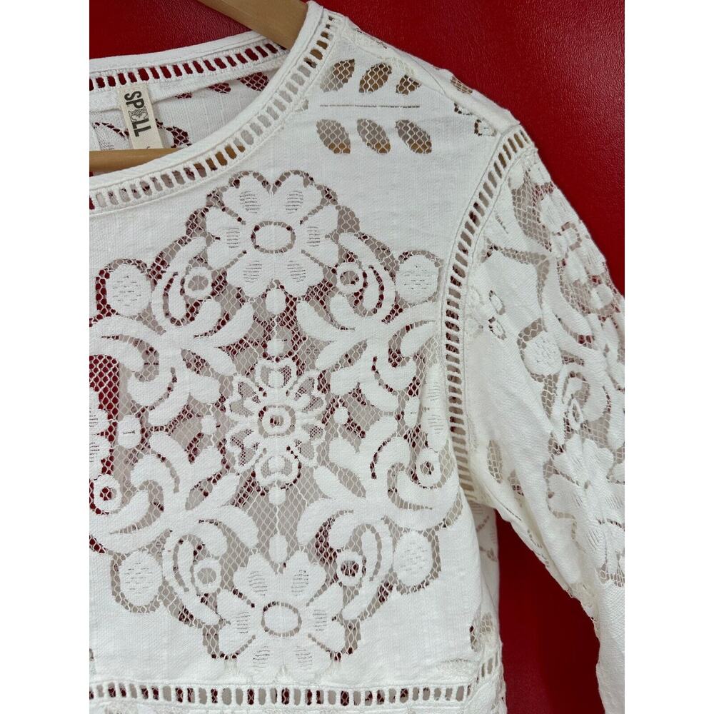 Spell & The Gypsy Collective Designs White Lace Clover Top Blouse Size Small - Picture 4 of 16